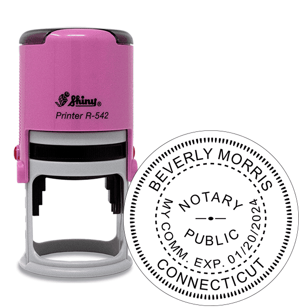 Connecticut Round Pink Notary Stamp
