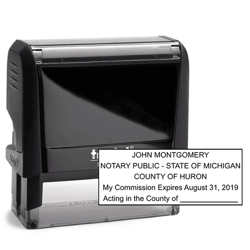 Michigan Notary Pink Stamp - Rectangle