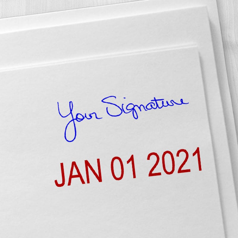 Signature Date Custom Rubber Stamp - Date Bottom Imprint Examples on Envelopes