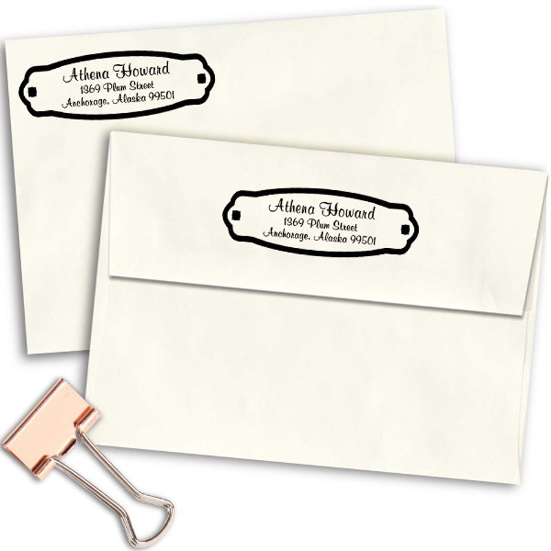 Plaque Styled Custom Address Stamp Imprint Example