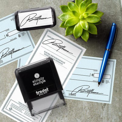 Medium Signature Stamp, 1 7/8" x 0.75" Impression Size - alternate view