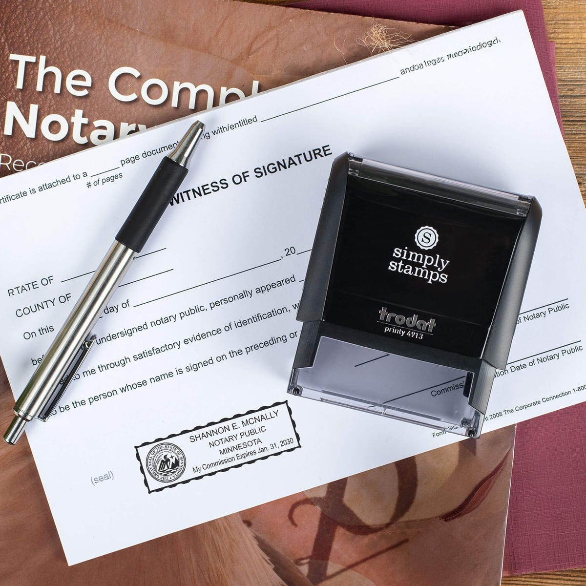 Minnesota Notary Seal Stamp on a document