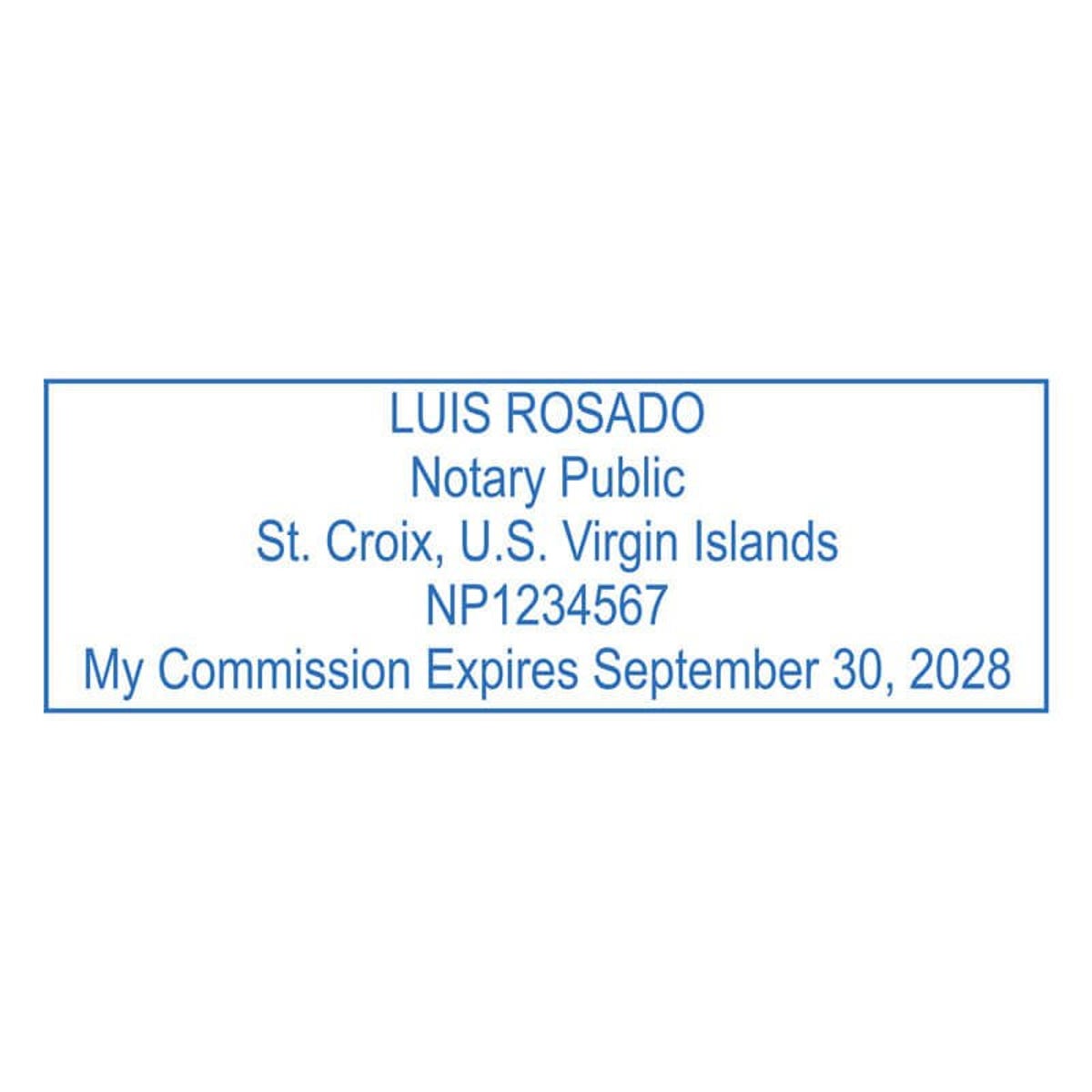 U.S. Virgin Islands Notary Pink Stamp - Rectangle Imprint Example