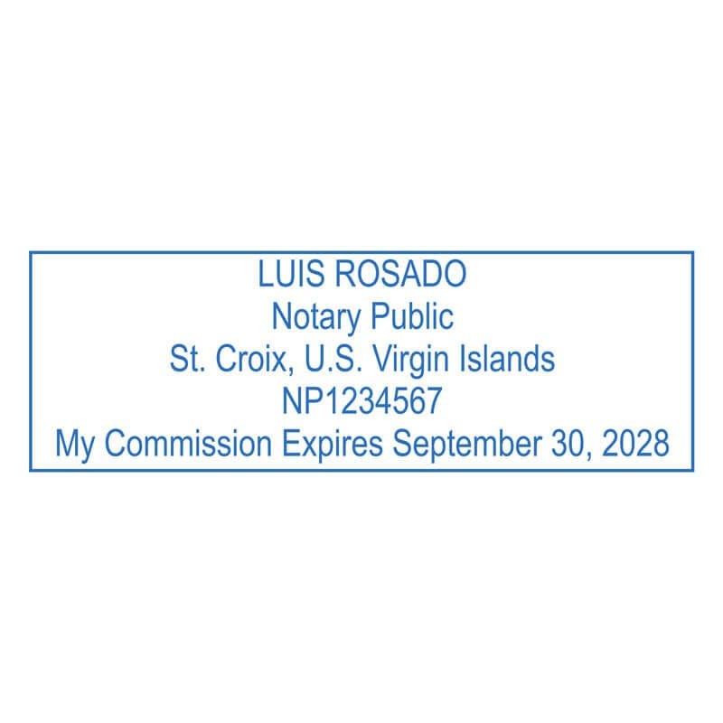 U.S. Virgin Islands Notary Pink Stamp - Rectangle Imprint Example