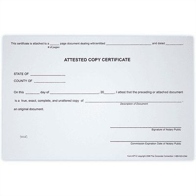 Attested Copy Notary Certificates