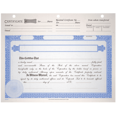 BLUTO 02 Blank Corporate Stock Certificates - alternate view