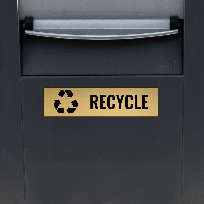 3x12 custom engraved brass sign for recycling 