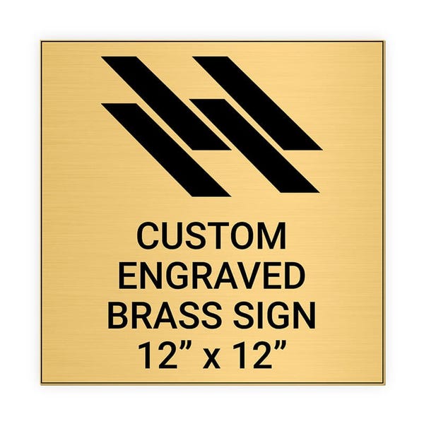 Square Engraved 12" x 12" Brass Signs