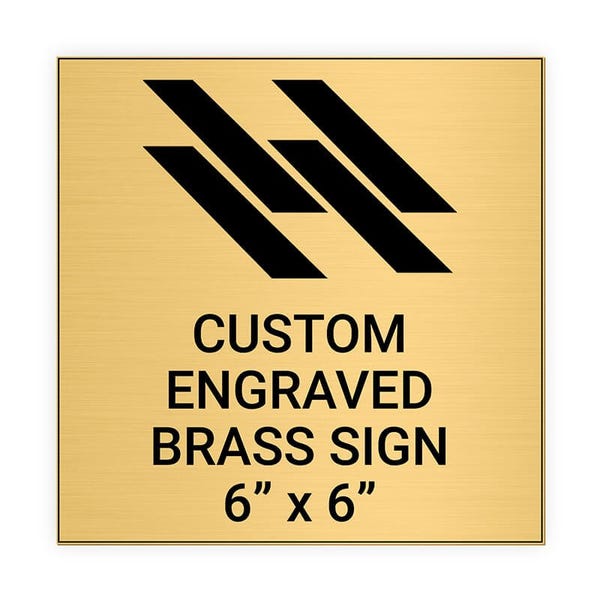Square Engraved 6" x 6" Brass Signs