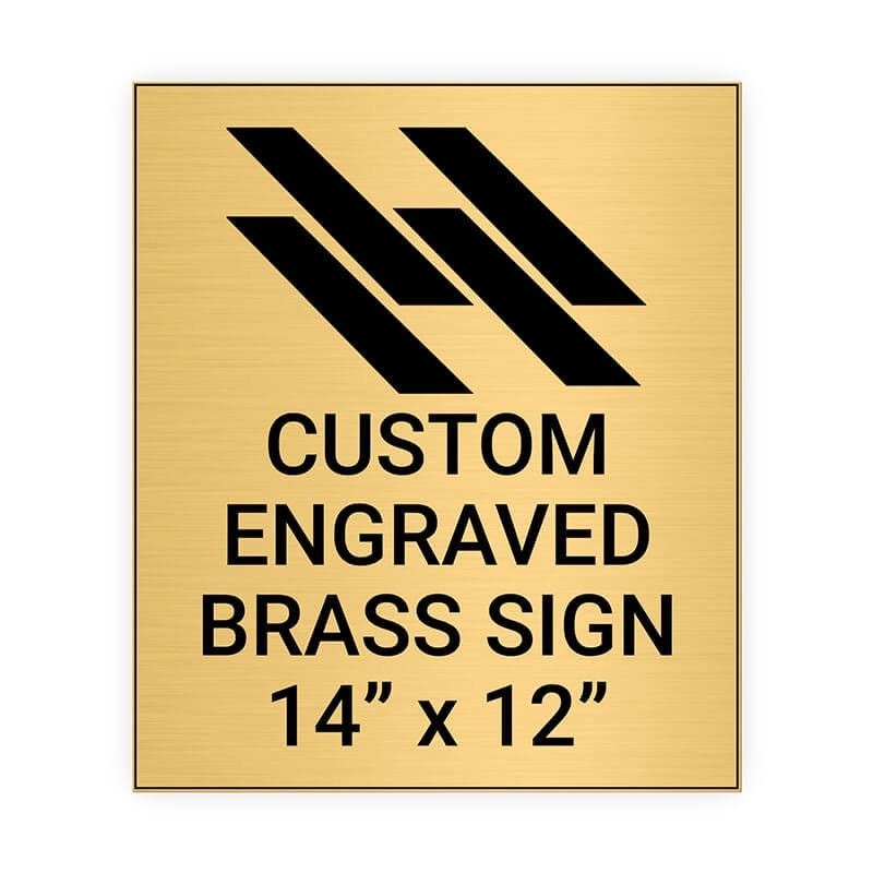 Vertical Engraved Heavy Brass Signs 14" x 12"