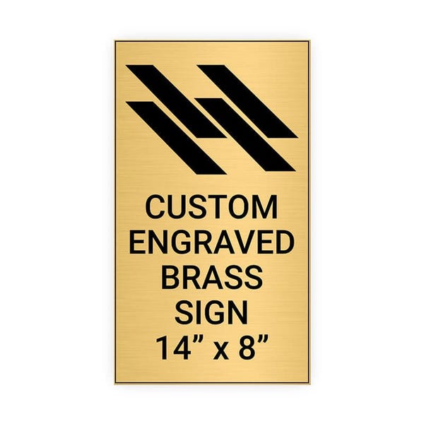 Vertical Engraved 14" x 8" Heavy Brass Signs 