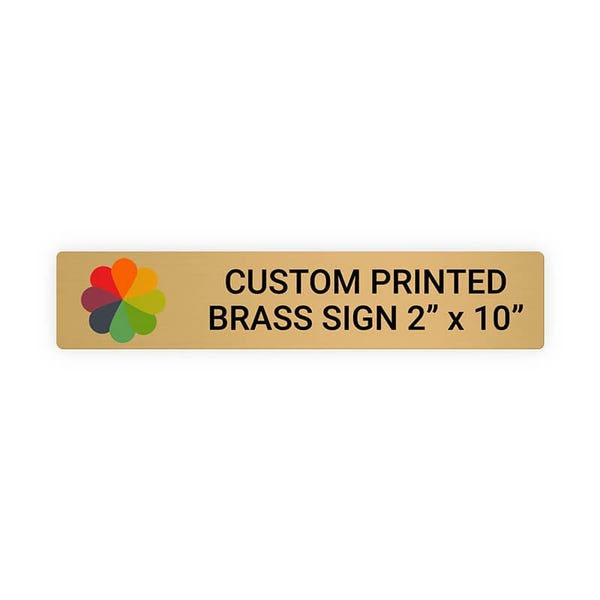Horizontal Full Color 2" x 10" Brass Signs 