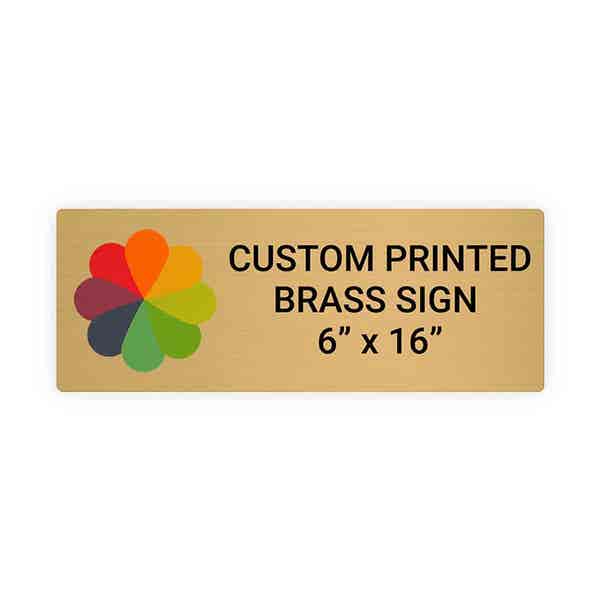 Horizontal Full Color 6" x 16" Brass Signs