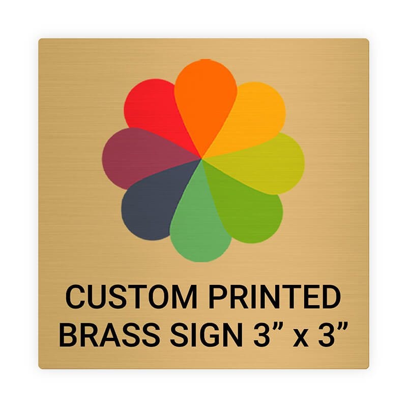 Square Full Color Brass Signs 3" x 3"