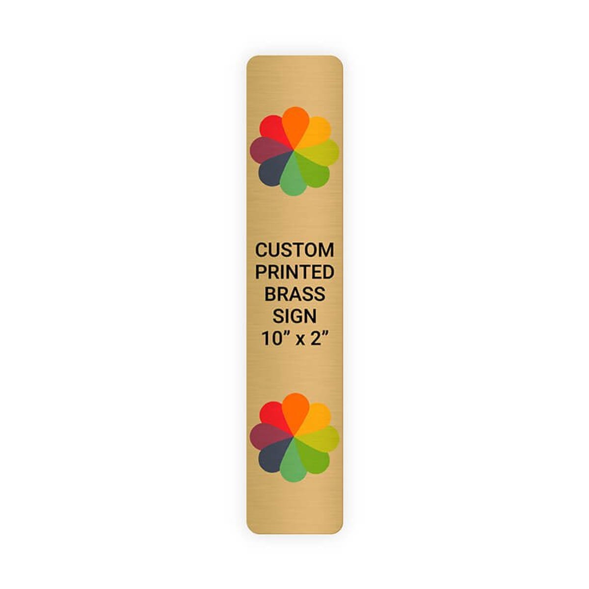 Vertical Full Color Brass Signs 10" x 2"