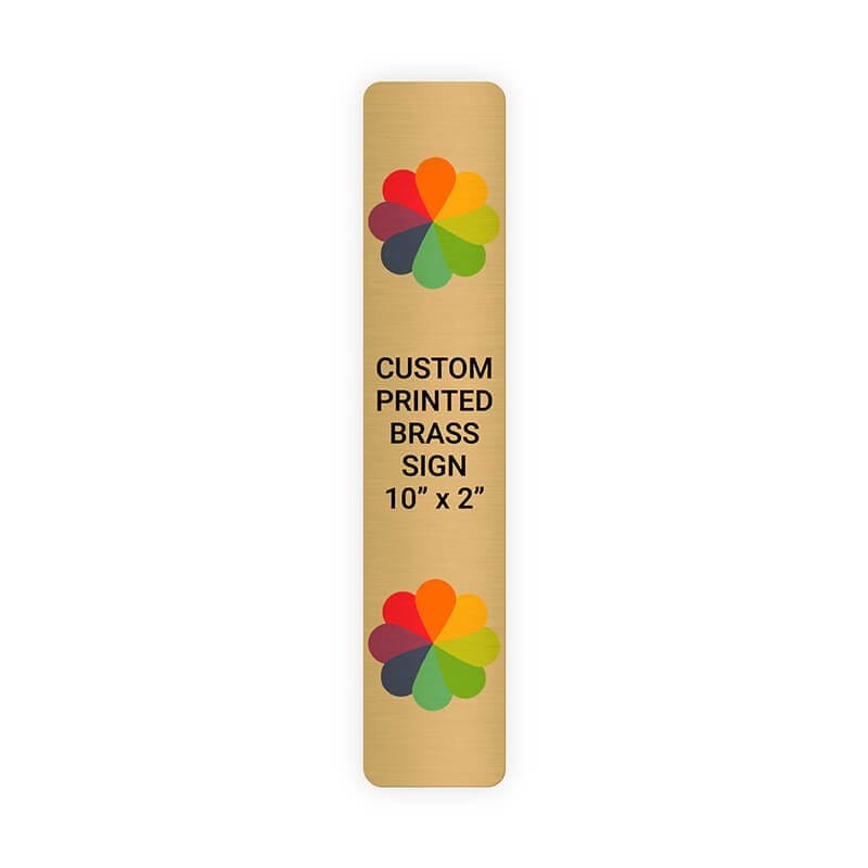 Vertical Full Color Brass Signs 10" x 2"