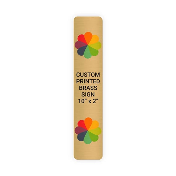 Vertical Full Color 10" x 2" Brass Signs