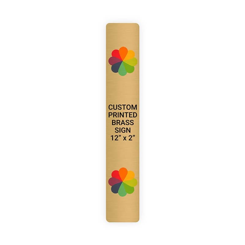 Vertical Full Color Brass Signs 12" x 2"