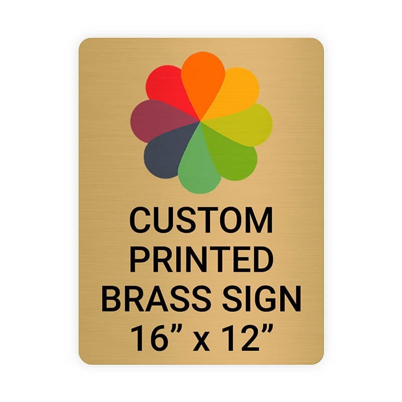 Vertical Full Color Brass Signs 16" x 12"