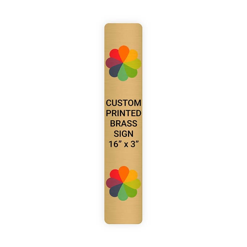 Vertical Full Color Brass Signs 16" x 3"