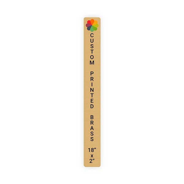 Vertical Full Color 18" x 2" Brass Signs 