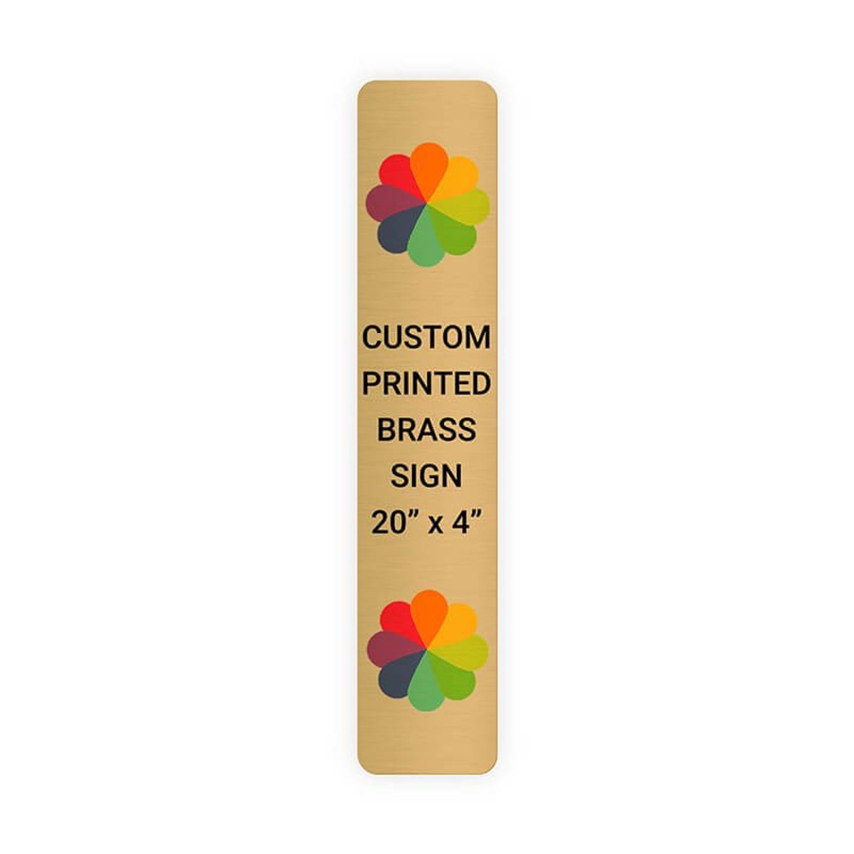 Vertical Full Color Brass Signs 20" x 4"