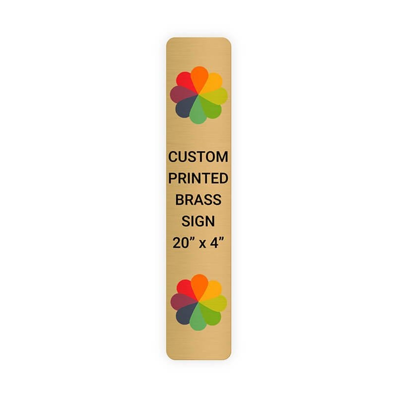 Vertical Full Color Brass Signs 20" x 4"