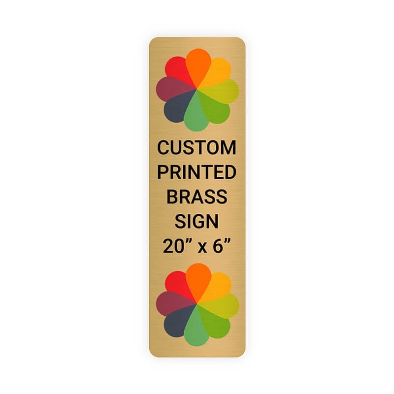 Vertical Full Color Brass Signs 20" x 6"