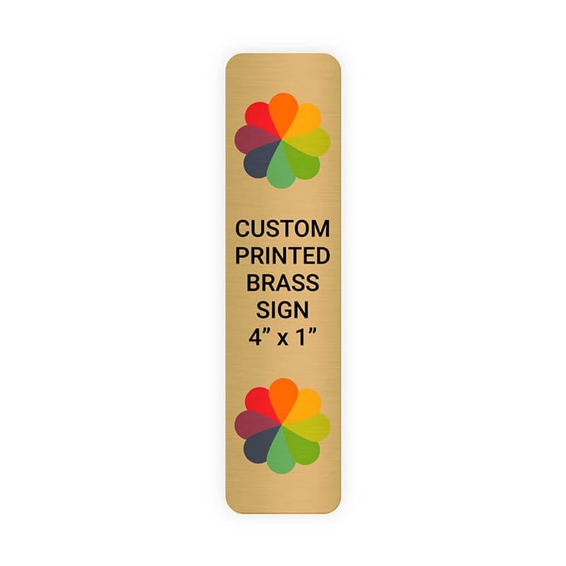 Vertical Full Color Brass Signs 4" x 1"