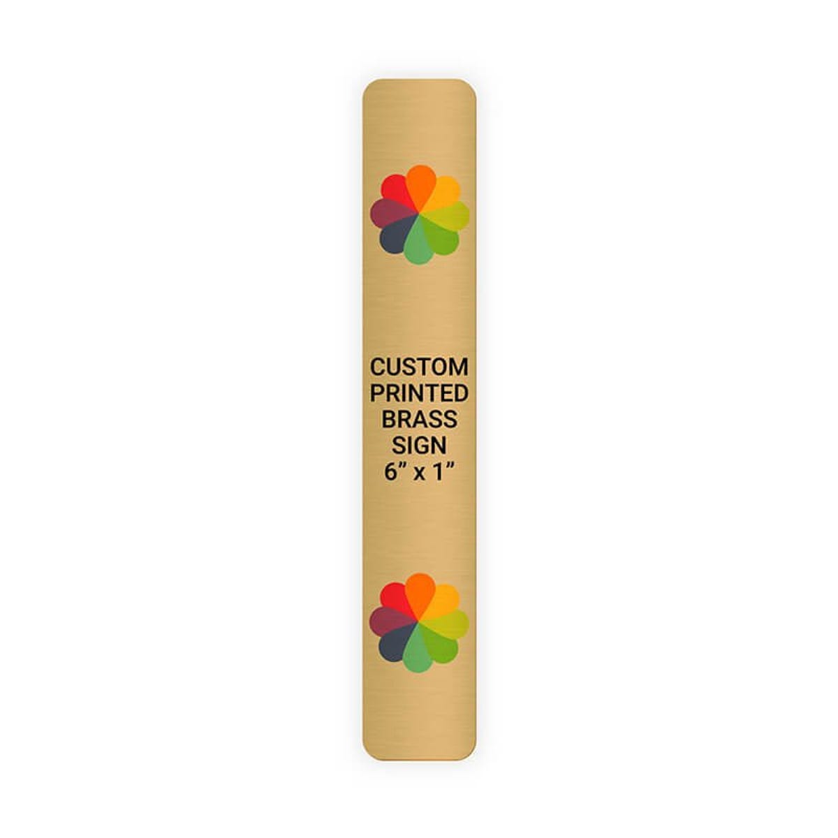 Vertical Full Color Brass Signs 6" x 1"