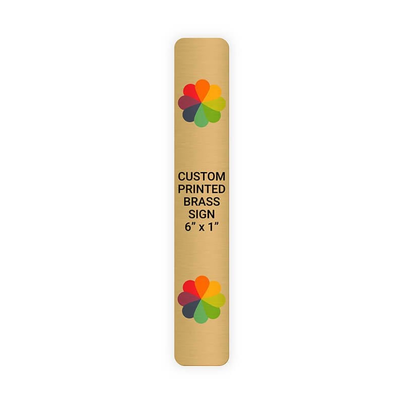 Vertical Full Color Brass Signs 6" x 1"