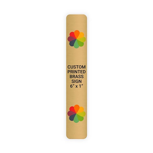 Vertical Full Color 6" x 1" Brass Signs