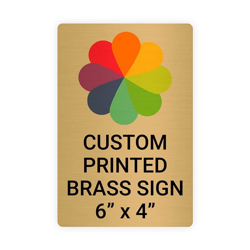 Vertical Full Color Brass Signs 6" x 4"