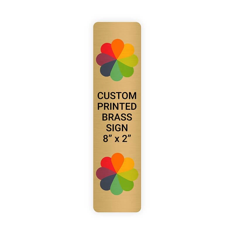 Vertical Full Color Brass Signs 8" x 2"