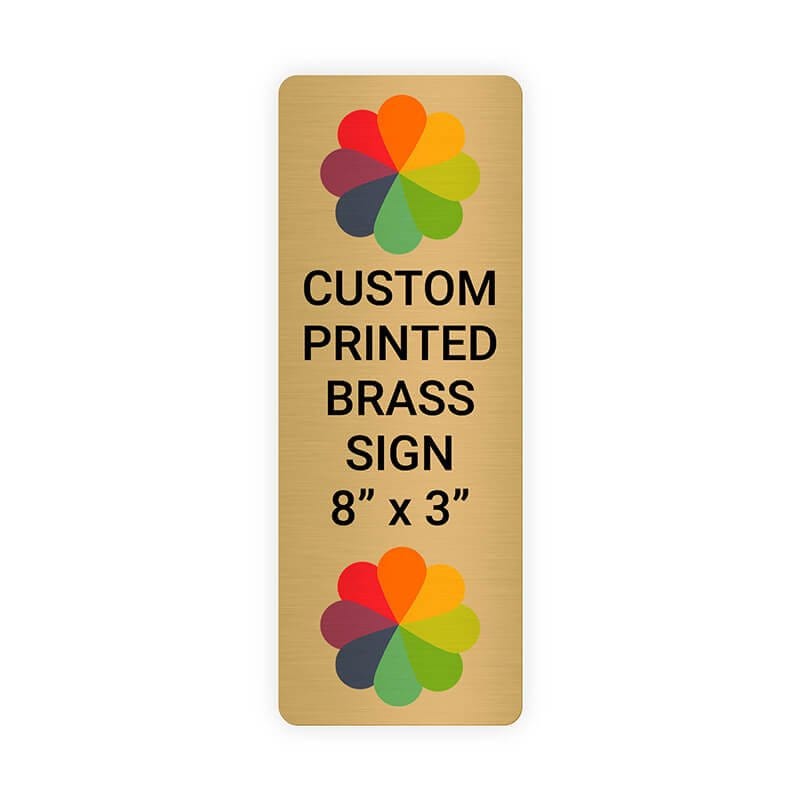 Vertical Full Color Brass Signs 8" x 3"