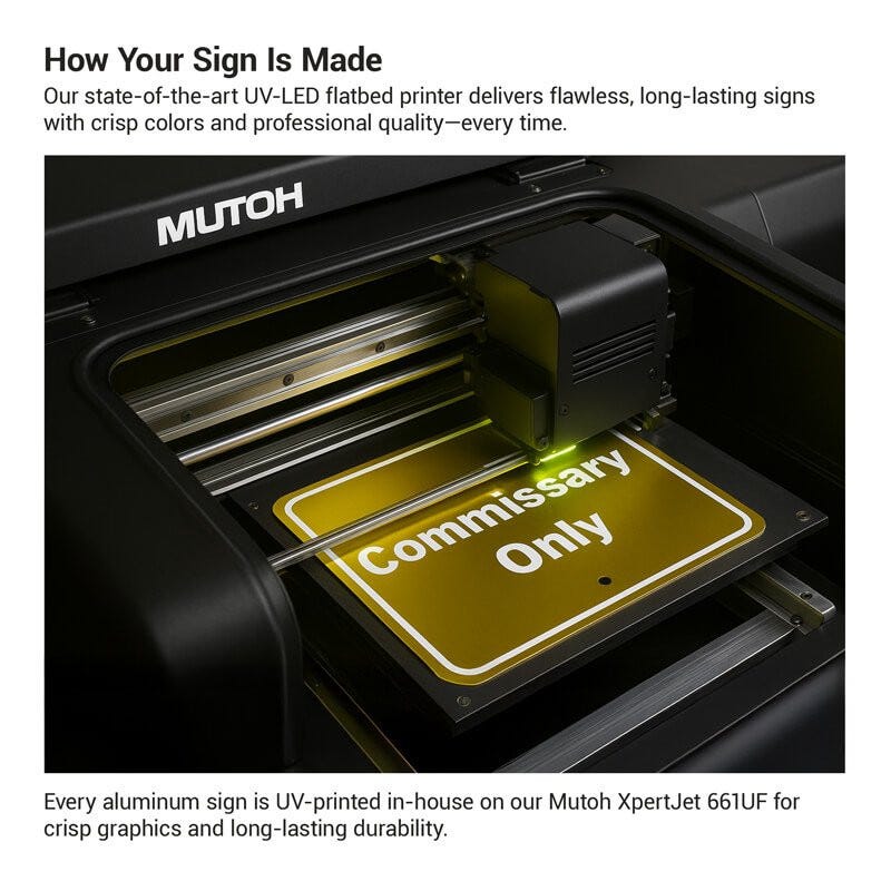 The process of UV-LED printing onto aluminum signs