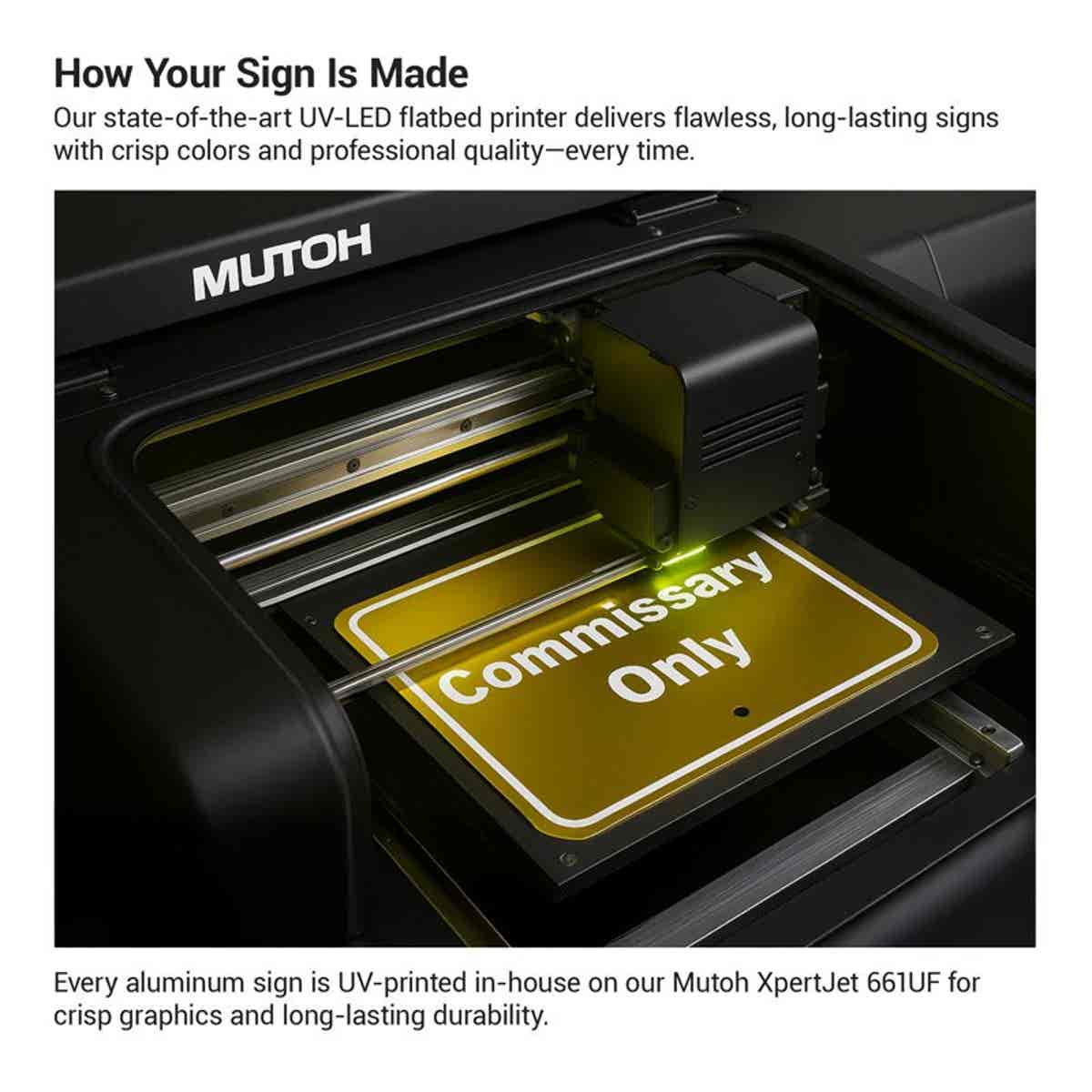 UV LED printer customizing an aluminum sign