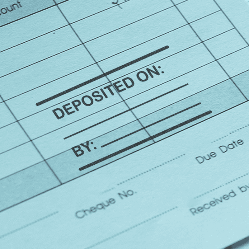 Custom Write in Deposited On Financial Stamp in Use