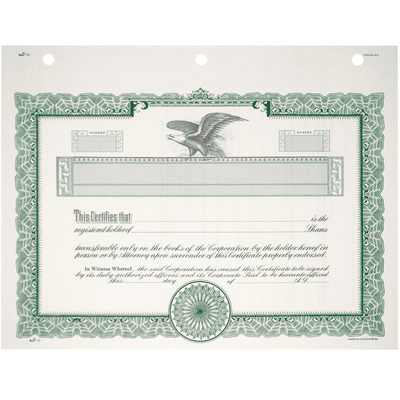 Duke 10 Blank Stock Certificates  - alternate view