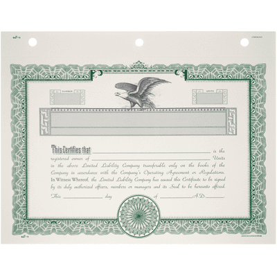Duke 16 LLC Blank Membership Certificates  - alternate view