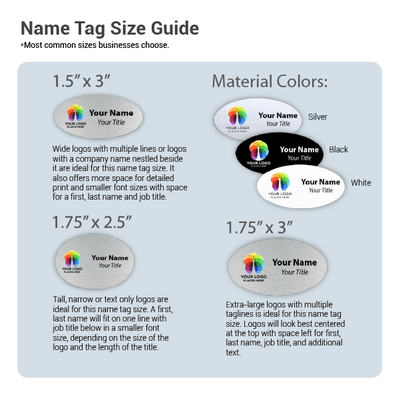 Full Color Custom 1.75" x 3" Oval Name Tag  - alternate view