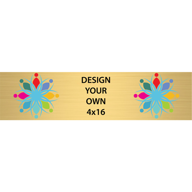 Horizontal Full Color Brass Signs 4" x 16"