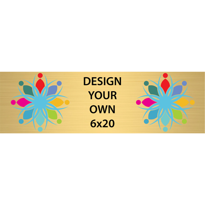 Horizontal Full Color Brass Signs 6" x 20"