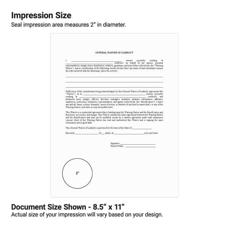 The size of the embosser impression shown at the bottom of a document