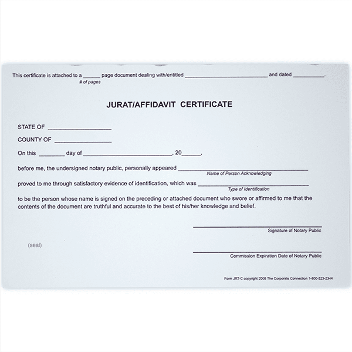 Jurat/Affidavit Notary Certificates