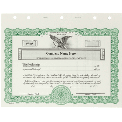 GOES KG2 Corporate Stock Certificates  - alternate view