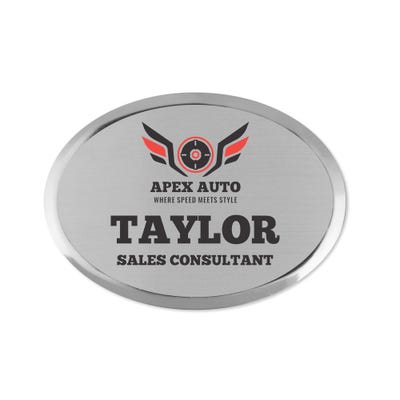 Executive Full Color Beveled Oval Name Badges - alternate view