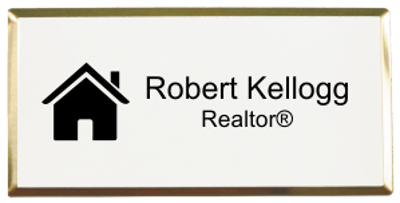Real Estate Medium Rectangular Name Tag with Executive Holder (3"x 1.5")