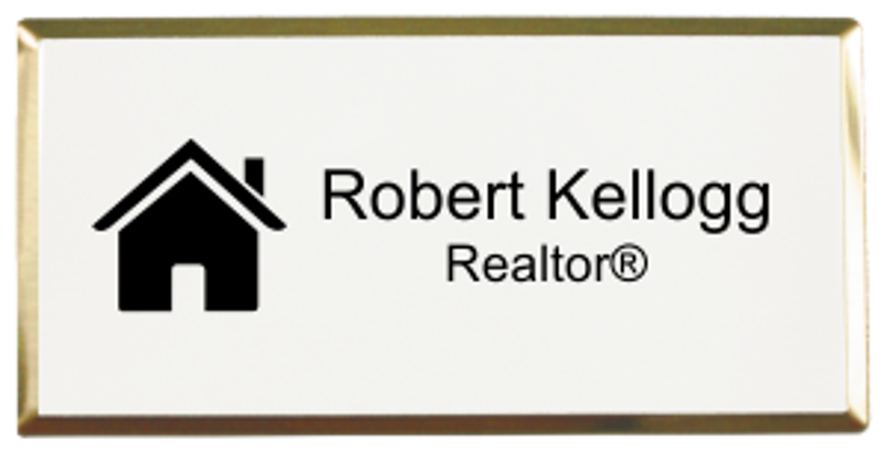 Real Estate Medium Rectangular Name Tag with Executive Holder (3"x 1.5")