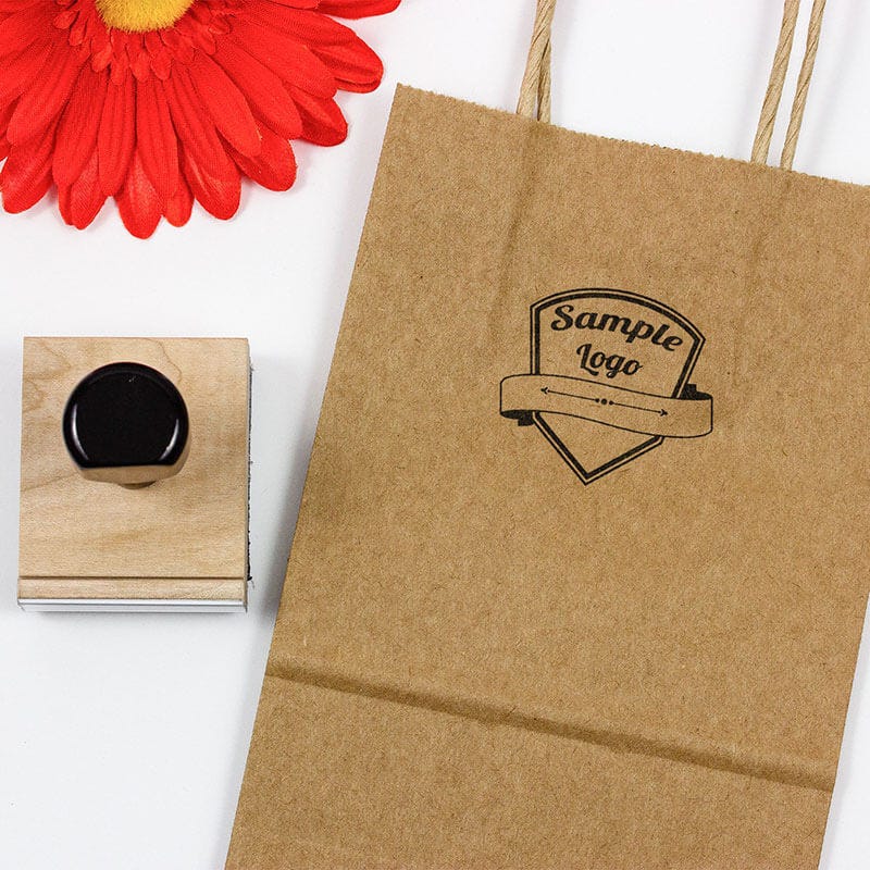 Example of the 2 inch custom logo stamp